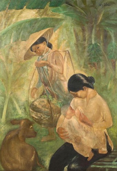 NGUYEN SIÊN (1916-2014) 
Maternité
Huile sur toile, signée en haut à droite

100...