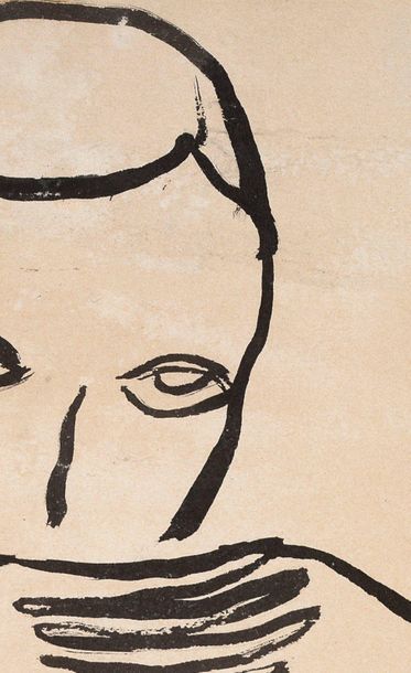 SANYU (1901-1966) Étude de nu féminin
纸上墨迹，右下角签名
56 x 37 cm - 22 x 14 1/2 in.
纸上水墨，右下角签名

出处
Tajan...