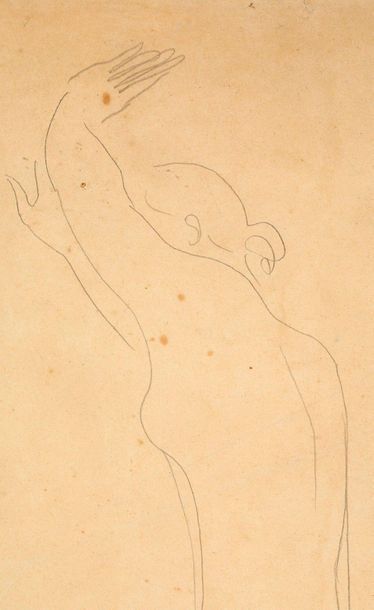 SANYU (1901-1966) Nude in profile
纸上铅笔，右下角签名处盖有

 45 x 29 cm - 17 3/4 x 11 3/8 in.
纸上铅笔，右下角签名处盖有


...