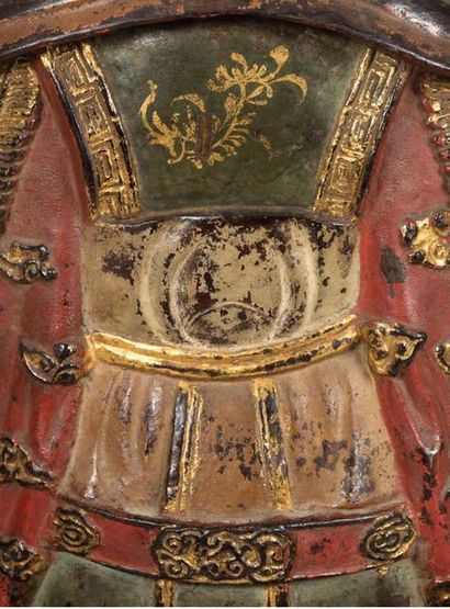 VIETNAM XVIIE SIÈCLE Important sujet en bronze laqué, représentant une déesse mère,...