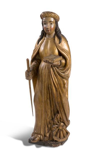 SAINTE CATHERINE D’ALEXANDRIE en bois sculpté,...