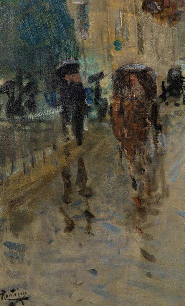 Pierre Eugène MONTEZIN (1874-1946) 
Saint Mammès sous la pluie
Oil on canvas, signed...