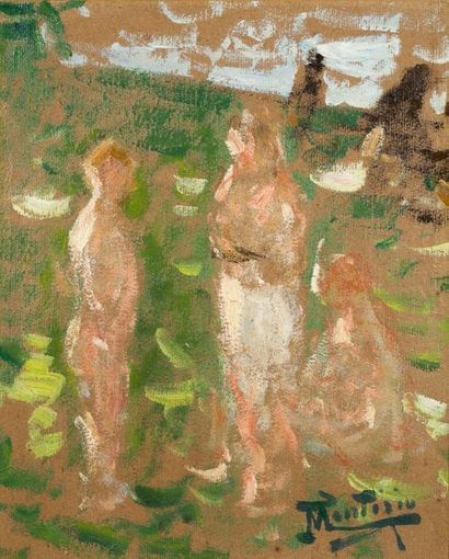 Pierre-Eugène MONTÉZIN (1874-1946) 
Les baigneuses
Oil on paper mounted on canvas,...