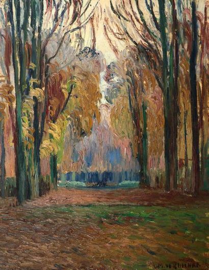 Louis Mathieu VERDILHAN (1875-1928) 
Allée à Versailles
Oil on canvas, signed lower...