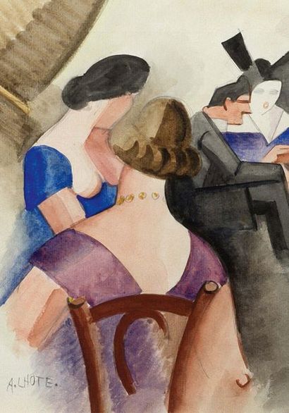 André LHOTE (1885-1962) 
Gypsy's Bar, 1918
Aquarelle et graphite sur papier, signée...
