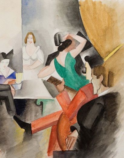 André LHOTE (1885-1962) Gypsy's Bar, 1918
Aquarelle et graphite sur papier, signée...