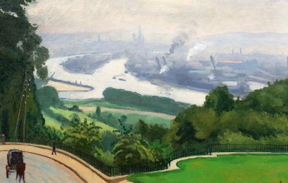 Albert Marquet (1875-1947) 
Canteleu, vue sur le port de Rouen par temps de pluie,...