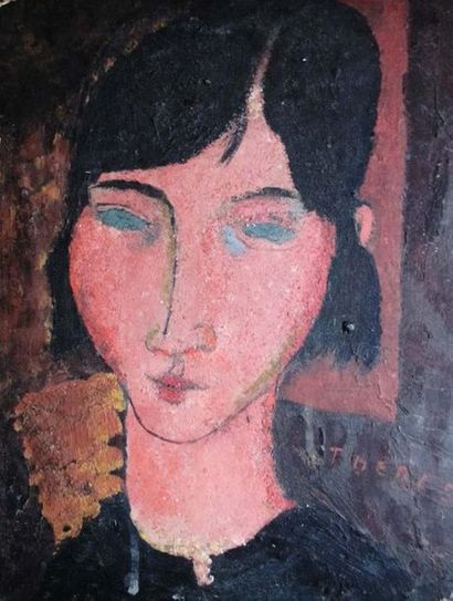 FRANCOISE GILOT (1921) 
Portrait de Françoise Angelini, circa 1944-1945
Huile sur...