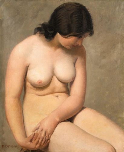 Jean Despujols (1886-1965) 
Nu féminin assis
Huile sur toile, signée en bas à gauche
Oil...