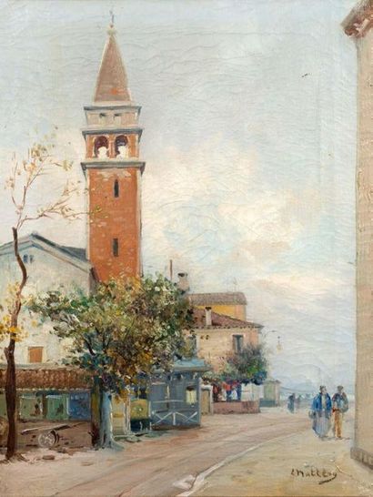 Louis NATTERO (1870-1915) 
Eglise du village
Huile sur toile, signée en bas à droite
Oil...