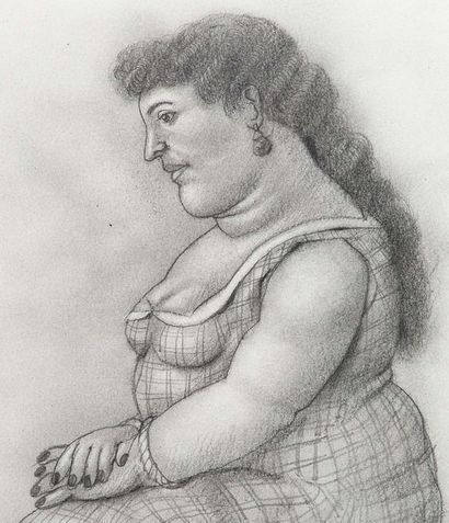 Fernando Botero (né en 1932) 
Femme assise, 2004
Graphite sur papier, signée et datée...