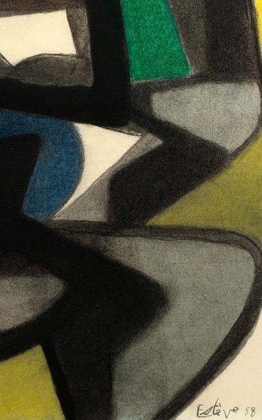 Maurice ESTEVE (1904 - 2001) 
Composition, 1958

Fusain et crayon de couleur sur...