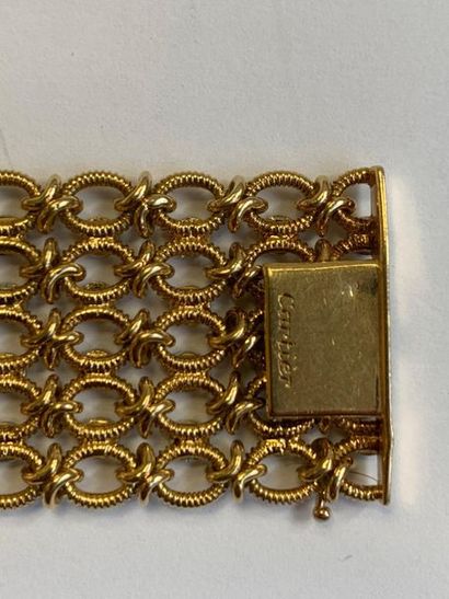 CARTIER 
Bracelet «résille». Diamants, or 18K (750) et platine (850). Signé. Vers...