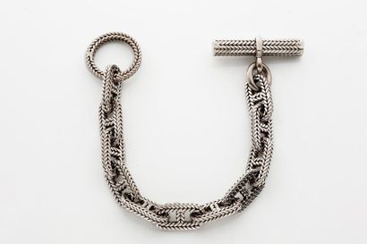 HERMES «CHAÎNE D'ANCRE» Bracelet, grand modèle. Or gris 18K (750). Signé et numéroté....