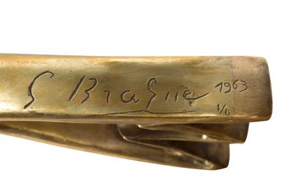 Georges Braque GEORGES BRAQUE

(1882-1963)

Hermès, 1963/2001

Bronze doré et granit...