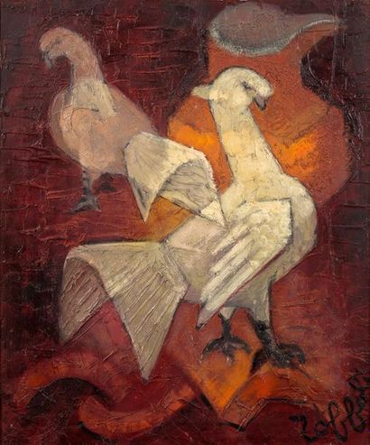 Louis TOFFOLI LOUIS TOFFOLI

(1907-1999)

Pigeons, 1963

Huile sur toile, signée...
