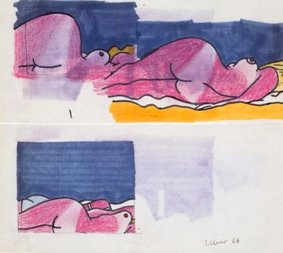 Gérard SCHLOSSER GÉRARD SCHLOSSER

(né en 1931)

Études de nu, 1966

Deux dessins,...