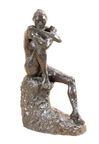 DOMENACH Laurence Rêverie 1995 Bronze Patine Vert Foncé H. : 54 cm Tirage 1/8 Fondeur...