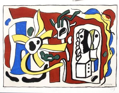 LÉGER Fernand Deux visages Lithographie sur papier SBD, 58 x 80 cm Tirage HC. Fernand...