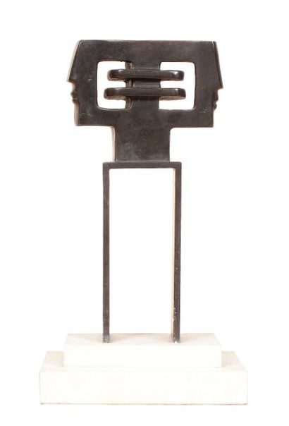 SCHMITT-MAS Theos Sculpture bronze Patin cire perdue Signé la base, H. : 31 cm Tirage...