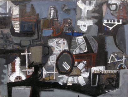LEVEE John Composition Huile sur toile SHD 1953, 89 x 116 cm. John LEVEE est un peintre...
