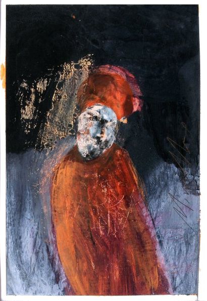 MIRALLES Christophe Personnage Rouge Acrylique sur papier Signé, 65 x 46 cm