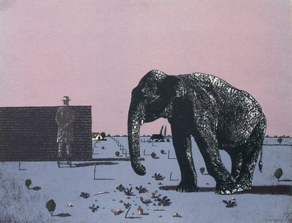 SEGUI Antonio L'Eléphant Lithographie sur papier SBD, 50 x 65 cm Tirage