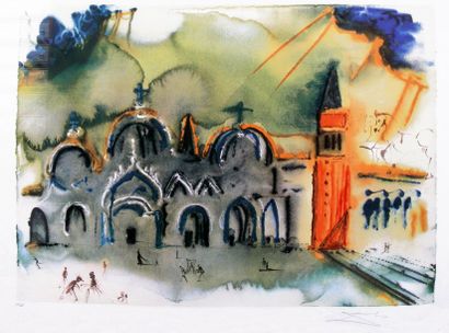 DALI Salvador Place Saint Marc Lithographie sur papier SBD, 68,7 x 89 cm Tirage 30/250....