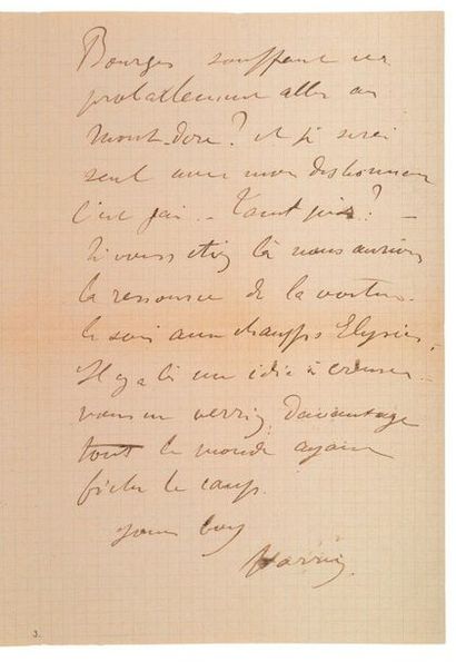 TOULOUSE-LAUTREC Henri de (1864-1901) 
Lettre autographe signée adressée «à sa chère...