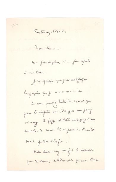 BATAILLE Georges (1897-1962) 
Lettre autographe signée adressée à Joseph-Marie LO...