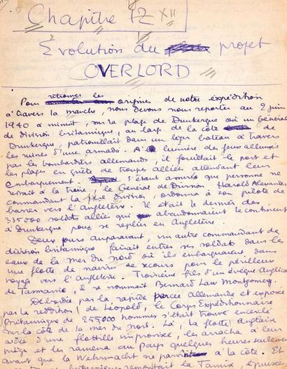 VIAN Boris 
Omar N. BRADLEY. Histoire d'un Soldat, autograph manuscript by Boris...