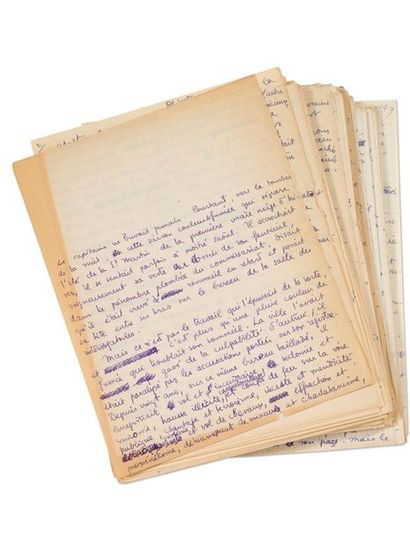 VIAN Boris 
L'homme au bras d'or, manuscrit autographe [Décembre 1954-1955]. 735...