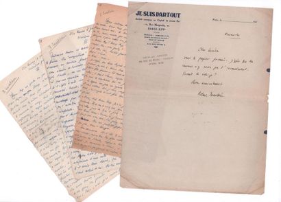 BRASILLACH Robert (1909-1945) 
Six hours to lose, autograph manuscript (fragments)...