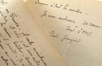 GAUGUIN Paul (1848-1903) 
Signed autograph letter addressed to [William MOLARD]....