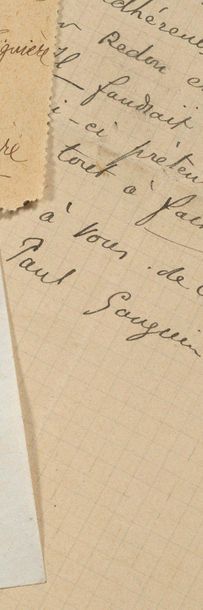 GAUGUIN Paul (1848-1903) 
Lettre autographe signée adressée à Daniel de Monfreid...