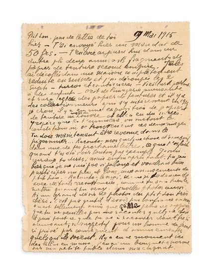 APOLLINAIRE Guillaume (1880-1918) 
Signed autograph letter card addressed to Lou...