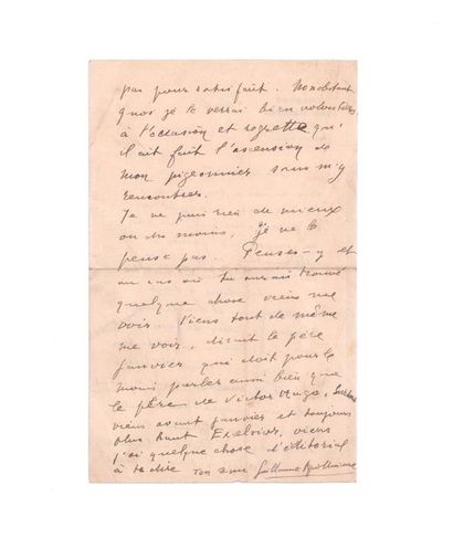 APOLLINAIRE Guillaume (1880-1918) 
Lettre autographe signée adressée à Max JACOB.
Paris,...