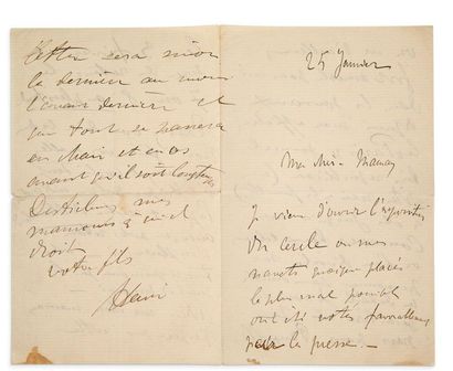 TOULOUSE-LAUTREC Henri de (1864-1901) 
Signed autograph letter addressed to his mother,...