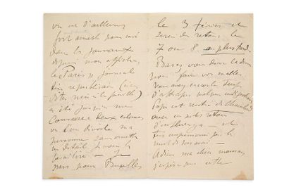 TOULOUSE-LAUTREC Henri de (1864-1901) 
Signed autograph letter addressed to his mother,...