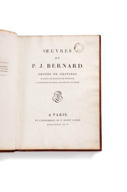 BERNARD (P.J). + OEuvres. Paris, P. Didot l'aîné, 1797, An V.
In-4, maroquin rouge...