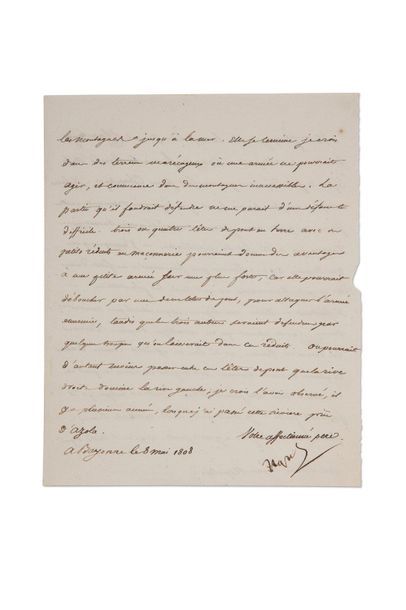 Napoléon Ier (1769-1821) + L.S. «Napol», Bayonne 8 mai 1808, «au Prince Eugène
Napoléon»,...