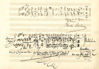 BERLIOZ Hector (1803-1869) MANUSCRIT MUSICAL autographe signé « Hector Berlioz »,...