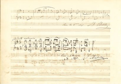 BERLIOZ Hector (1803-1869) MANUSCRIT MUSICAL autograph signed "Hector Berlioz", Refrain...