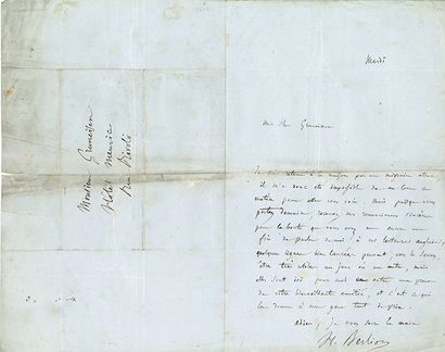 BERLIOZ Hector (1803-1869) L.A.S. « H. Berlioz », Mardi [23 janvier 1849 ?], à Charles...