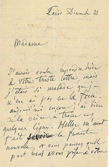 BERLIOZ Hector (1803-1869) L.A.S. " Hector Berlioz ", Paris Dimanche 20 [22 October...