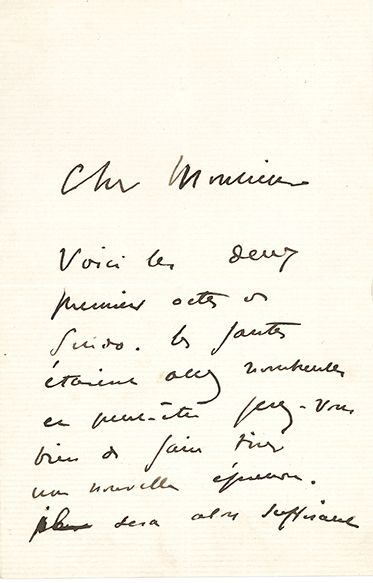 BIZET Georges (1838-1875) L.A.S. « Georges Bizet », [1869 ?, à l’éditeur Henry LEMOINE]...