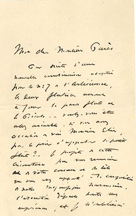 BIZET Georges (1838-1875) L.A.S. « Georges Bizet », [25 septembre ? 1872], au clarinettiste...