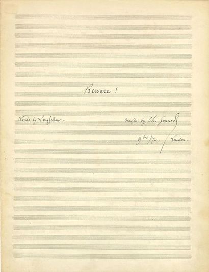 GOUNOD Charles (1818-1893) 
MANUSCRIT MUSICAL autographe signé « Ch. Gounod », Beware...
