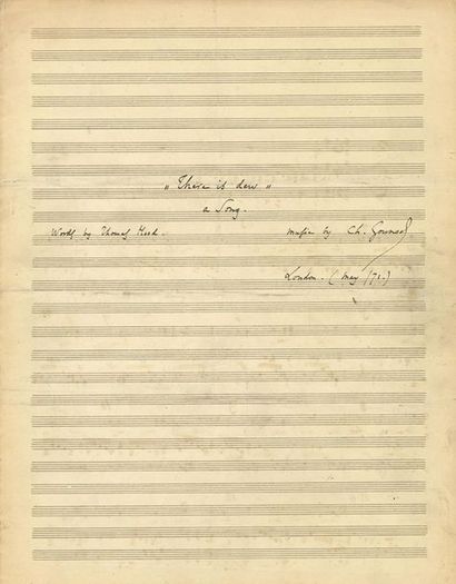 GOUNOD Charles (1818-1893) MUSICAL MANUSCRIPT autograph signed "Ch. Gounod", "There...