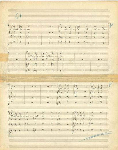 GOUNOD Charles (1818-1893) MANUSCRIT MUSICAL autograph, O filii et filiae, double...